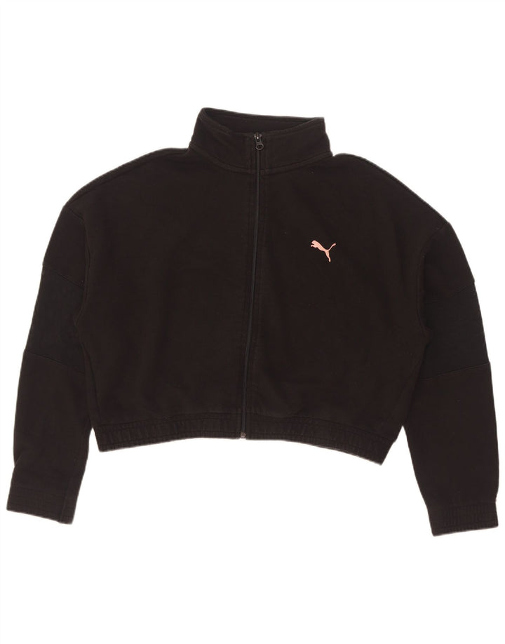 Giacca da ginnastica oversize corta da donna Puma UK 10 piccola in cotone nero
