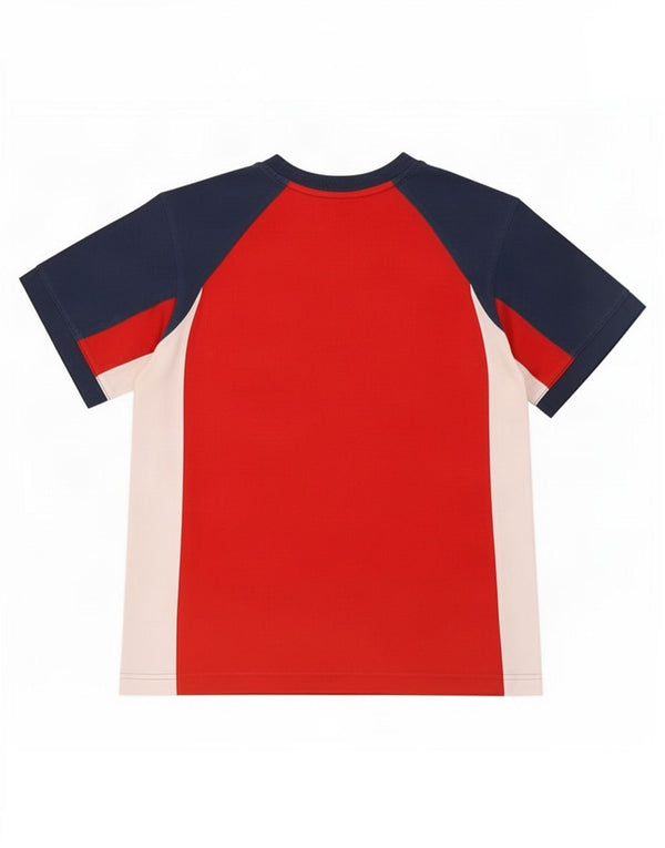 T-shirt grafica da ragazzo Adidas Top 9-10 anni in cotone color block rosso