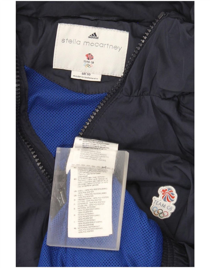 Giacca antipioggia oversize da donna Stella McCartney Adidas UK 10 Small Blu Navy