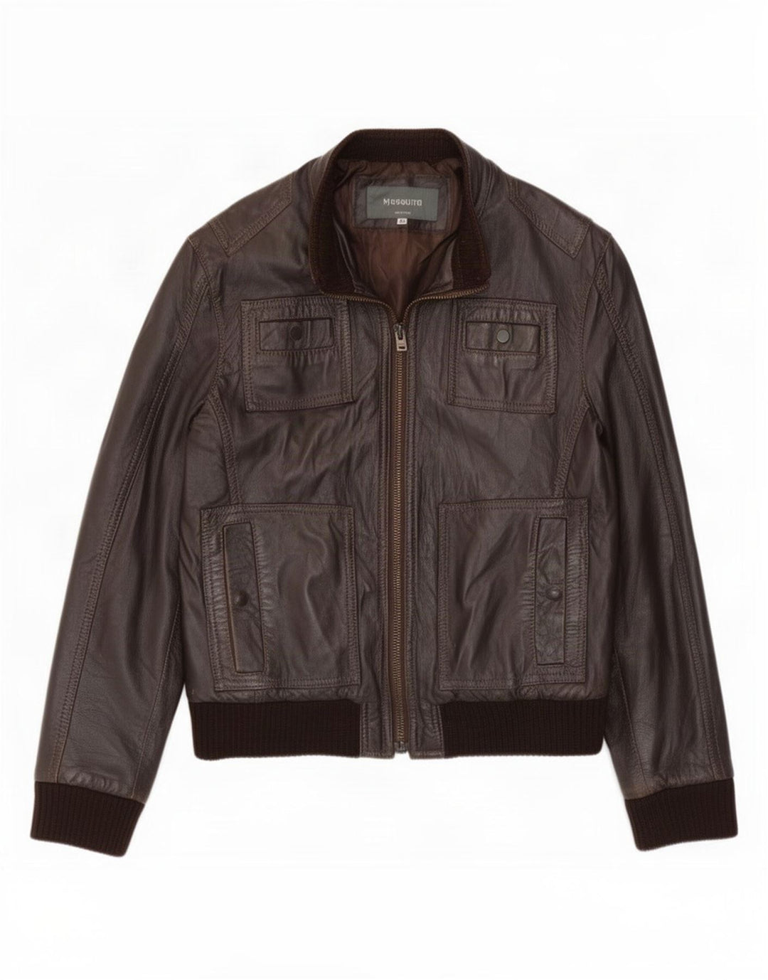 Giubbotto bomber in pelle vintage da uomo IT 48 Marrone medio