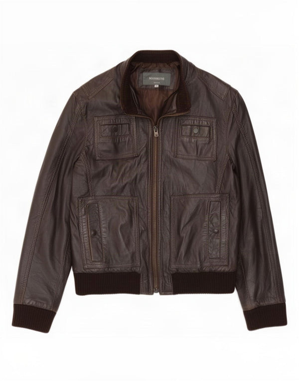Giubbotto bomber in pelle vintage da uomo IT 48 Marrone medio