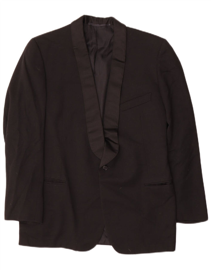Abito vintage da uomo a 1 bottone e 2 pezzi IT 52 XL W32 L30 Nero