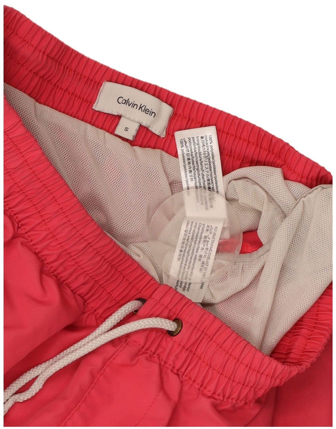 Pantaloncini da bagno grafici da uomo Calvin Klein piccoli in poliestere color block rosa