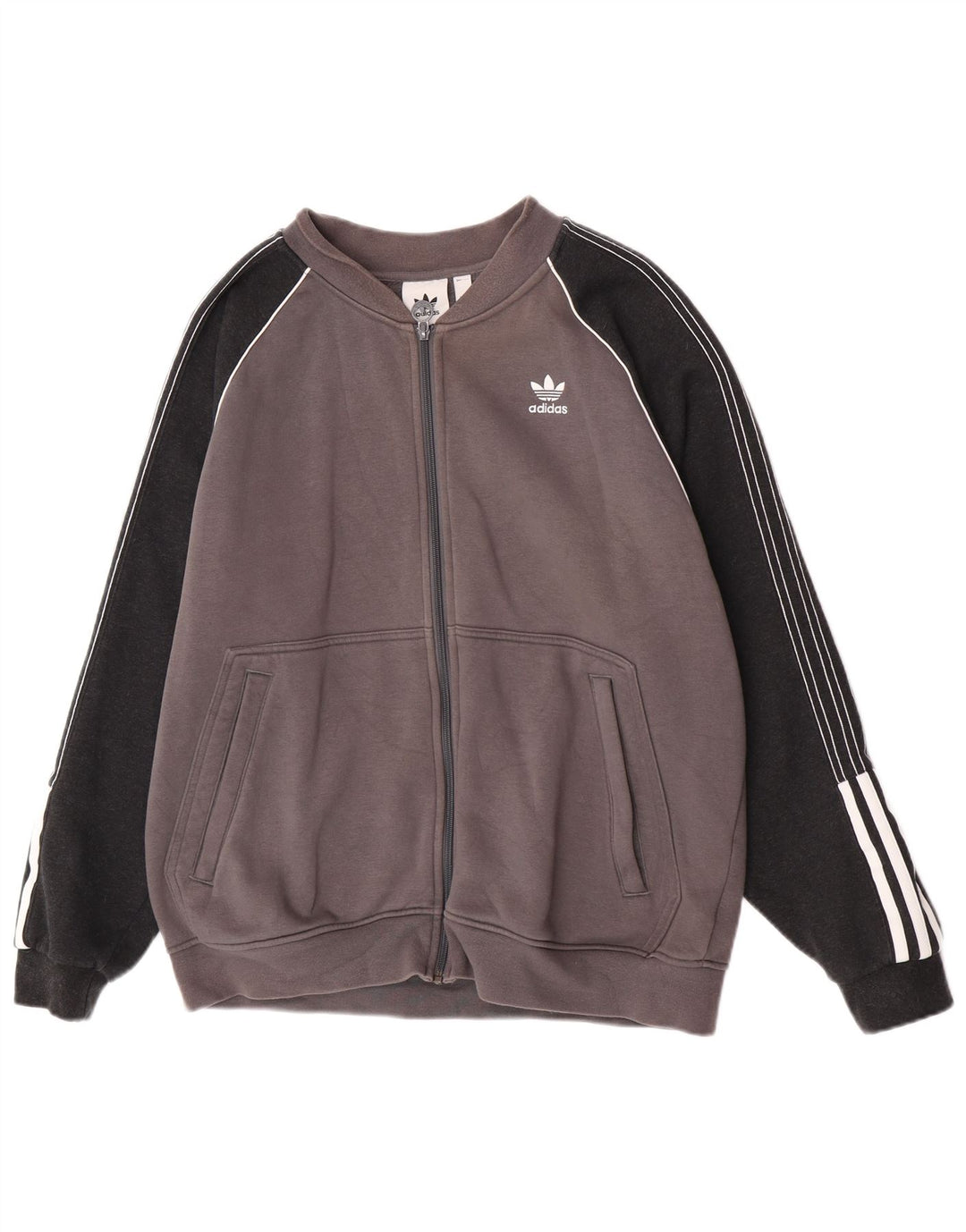 Giacca da ginnastica da uomo Adidas Large in cotone color block grigio