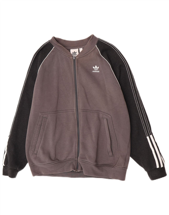 Giacca da ginnastica da uomo Adidas Large in cotone color block grigio