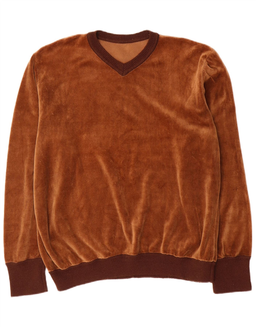Felpa vintage da uomo in velluto, maglione grande marrone