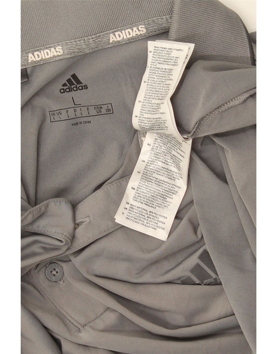 Polo ADIDAS da uomo grande in poliestere grigio