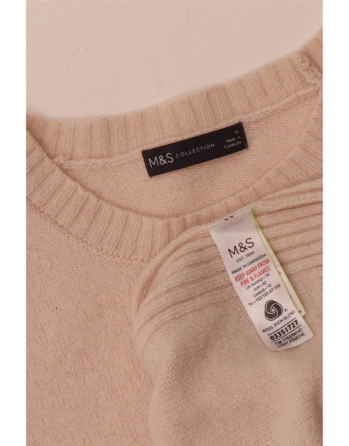Maglione maglione con scollo a barca da donna Marks & Spencer UK 14 Lana rosa medio