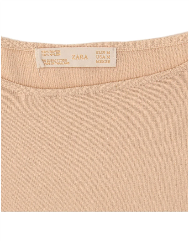 Top Blusa Donna Zara UK 12 Beige Medio