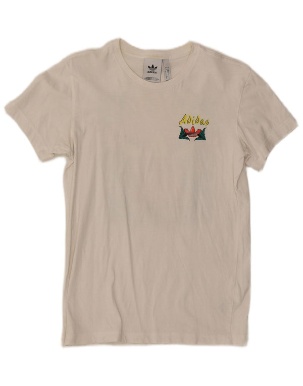 T-shirt grafica da donna Adidas Top UK 10 piccola in cotone bianco