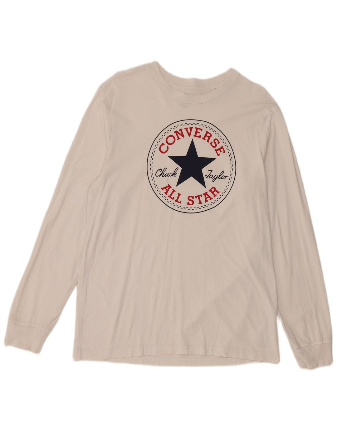 Converse Top grafico da uomo a maniche lunghe in cotone bianco medio