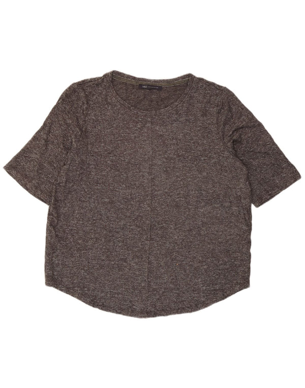 T-shirt da donna Marks & Spencer Top UK 14 Large in viscosa screziata grigia