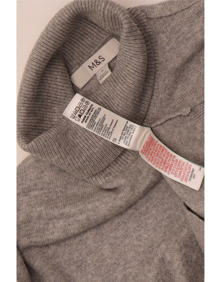 Maglione maglione da uomo Marks & Spencer a collo alto in poliestere grigio medio