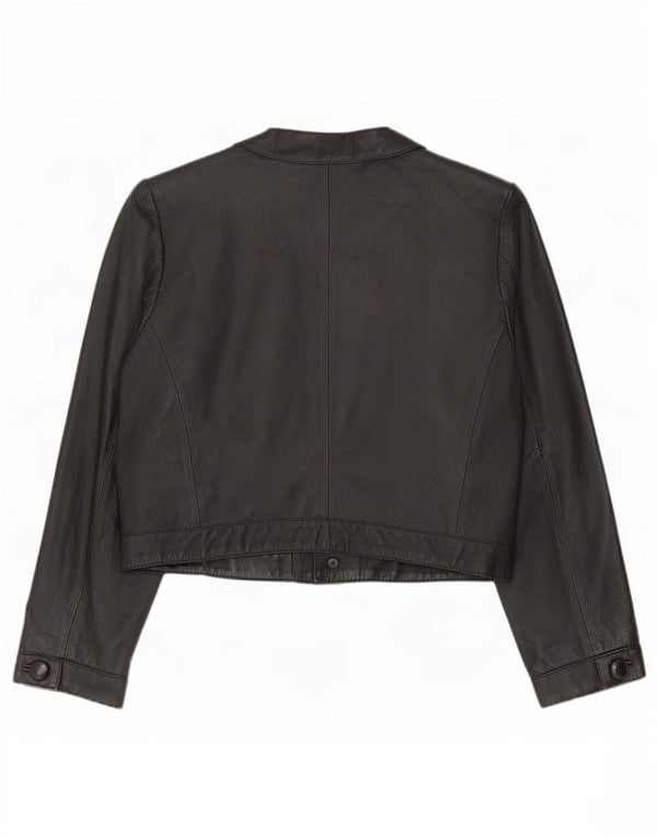 Giacca Bolero vintage oversize in pelle da donna IT 40 piccola nera