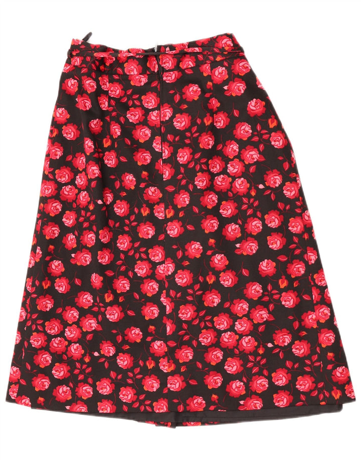 Gonna a trapezio da donna vintage W28 rosso medio floreale