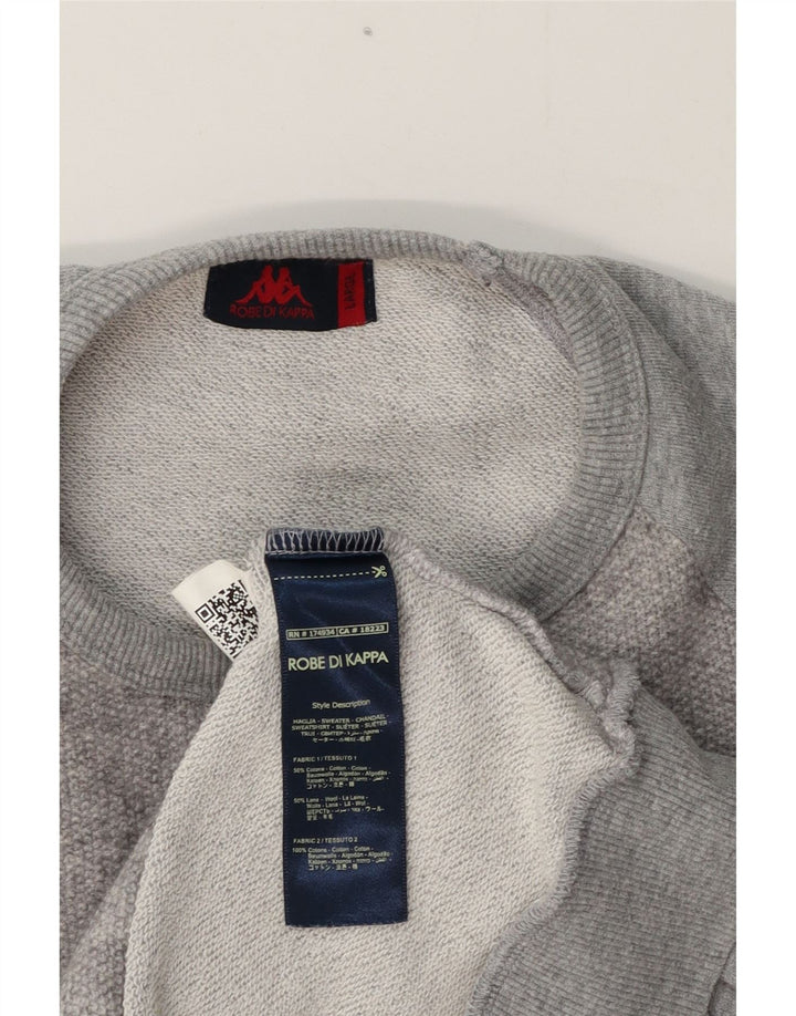 Felpa Kappa Uomo Maglione Large Grigio Cotone Puntinato