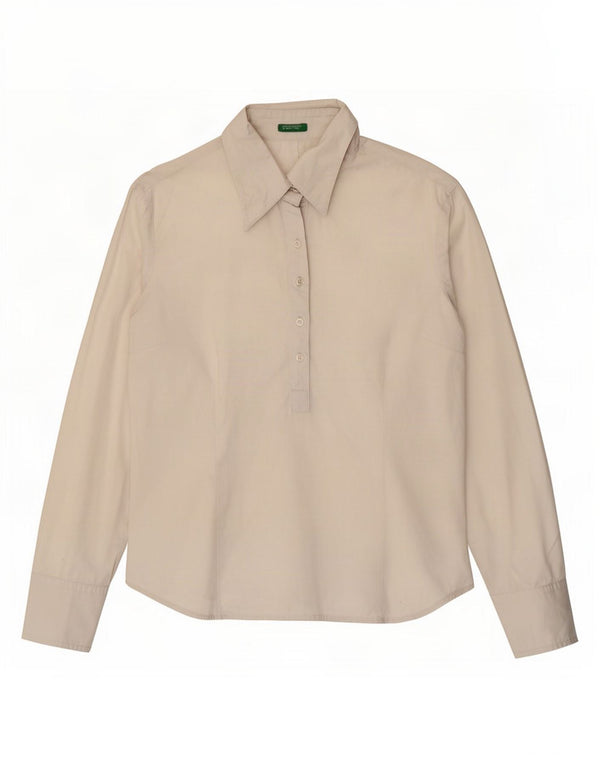 Camicia pullover da donna Benetton UK 10 piccola in cotone bianco