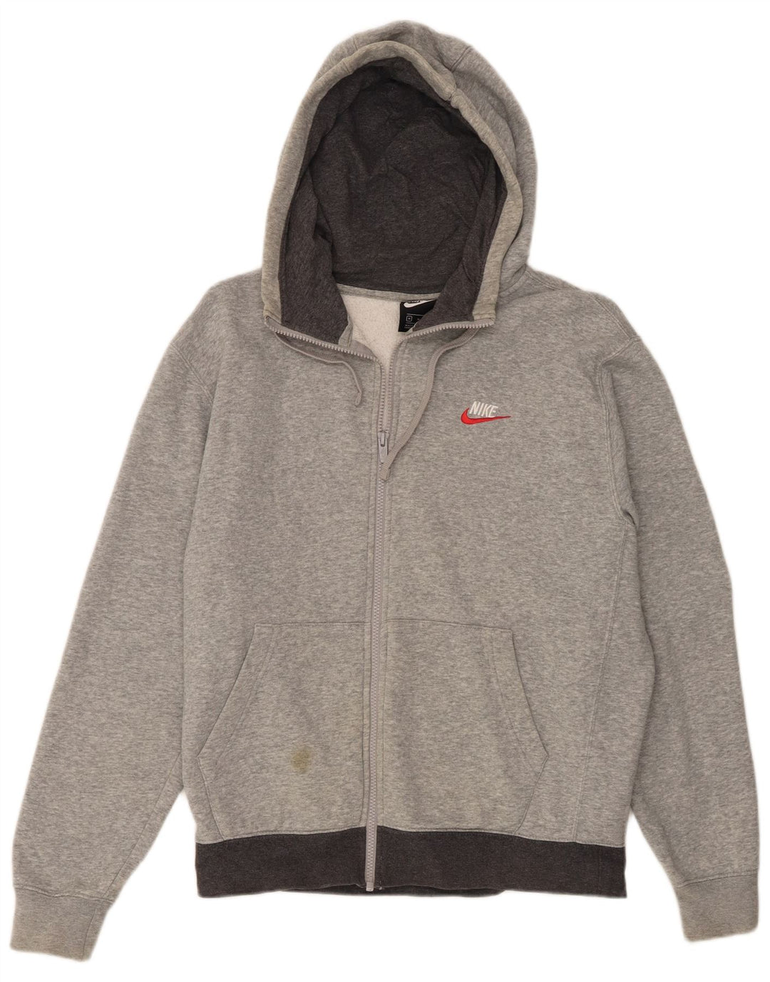 Felpa con cappuccio e zip Nike da uomo in cotone screziato grigio medio