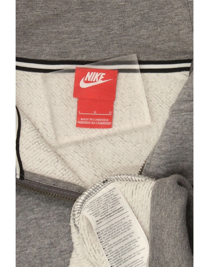 Felpa con cappuccio e zip Nike da uomo, grande, in cotone chiazzato grigio