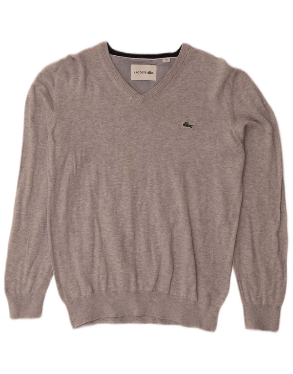 Maglione maglione con scollo a V da uomo Lacoste taglia 4 grigio medio