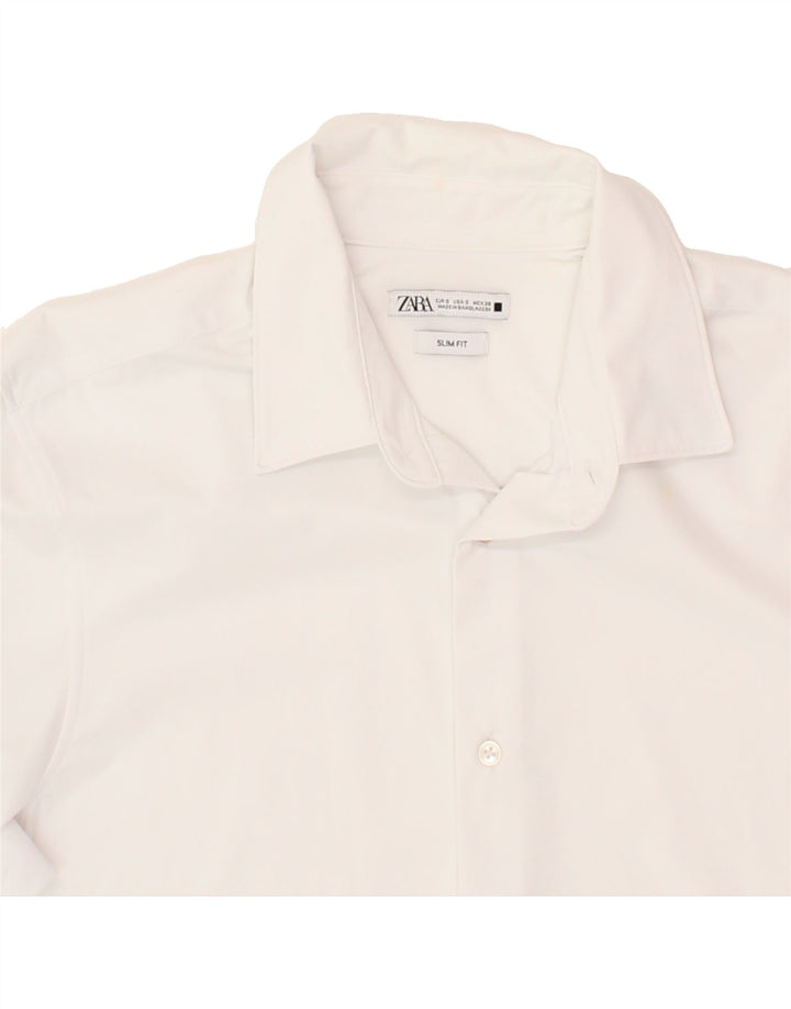 ZARA Mens Slim Fit Shirt Small White Polyester Vintage Zara and Second-Hand Zara from Messina Hembry 
