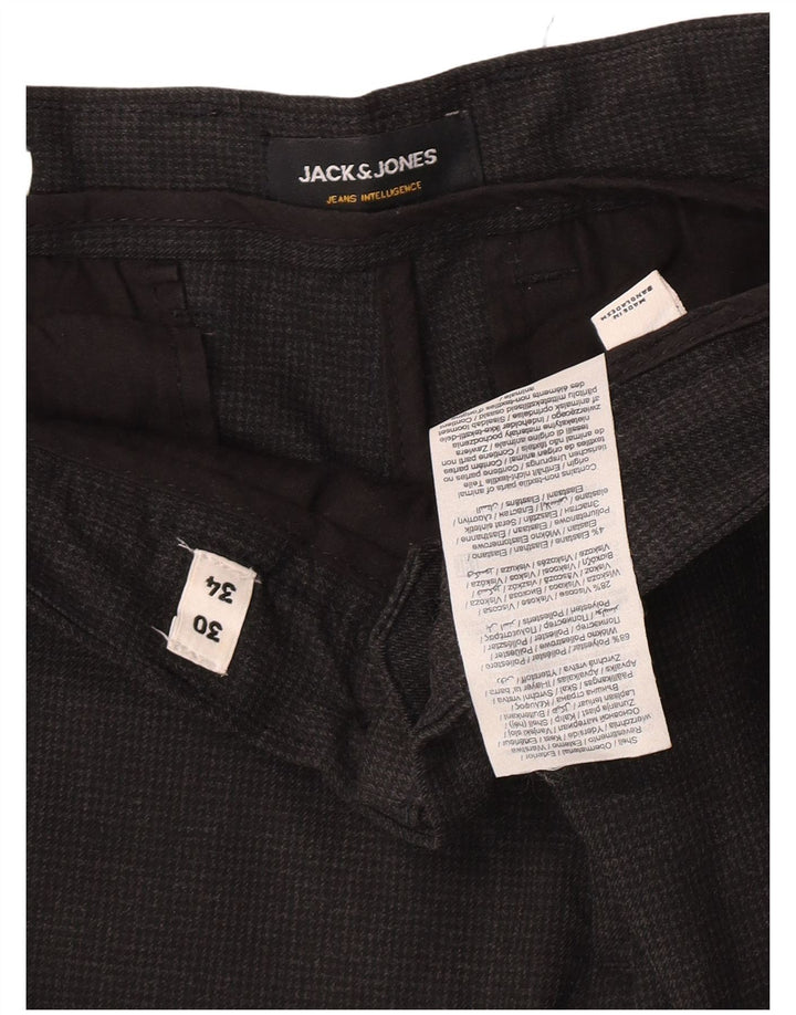 Pantaloni da abito slim da uomo Jack & Jones W30 L32 poliestere pied de poule grigio