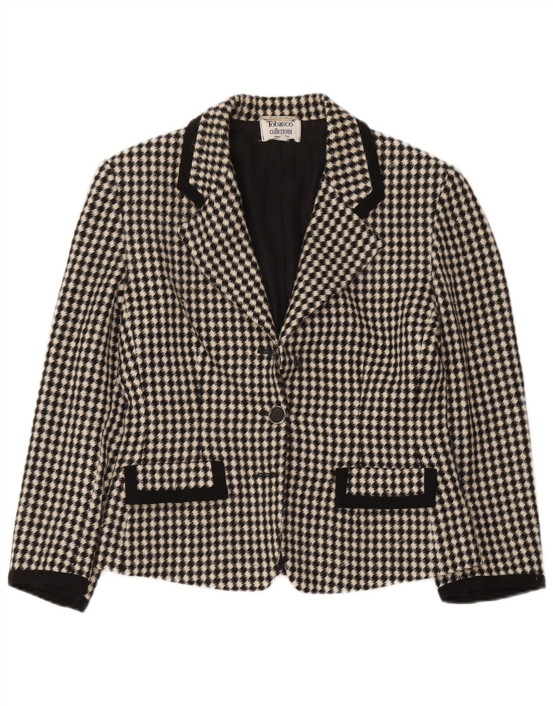 Giacca blazer da donna Tabasco UK 12 Lana vergine geometrica nera media