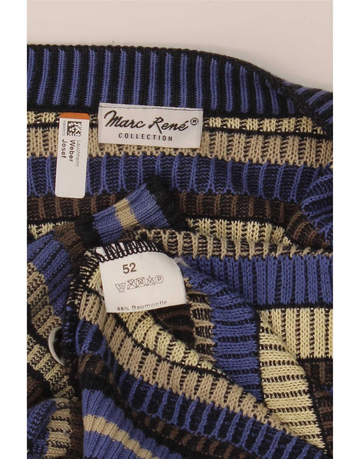 Maglione cardigan da uomo Marc Rene IT 52 cotone a righe grandi blu