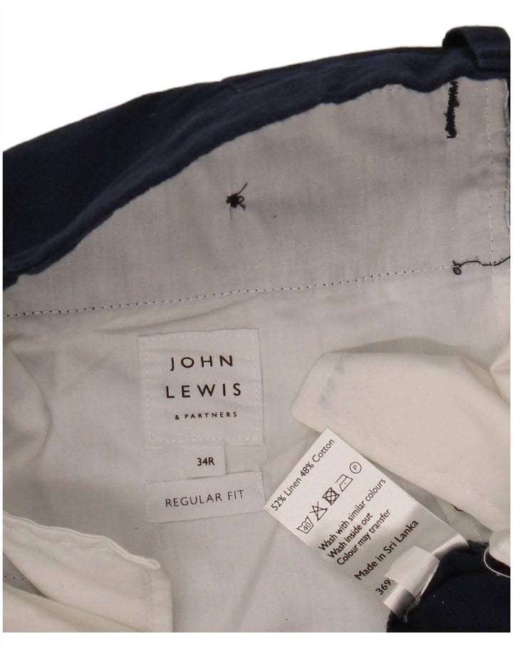 Pantaloni chino dritti da uomo John Lewis W34 L32 Lino blu navy