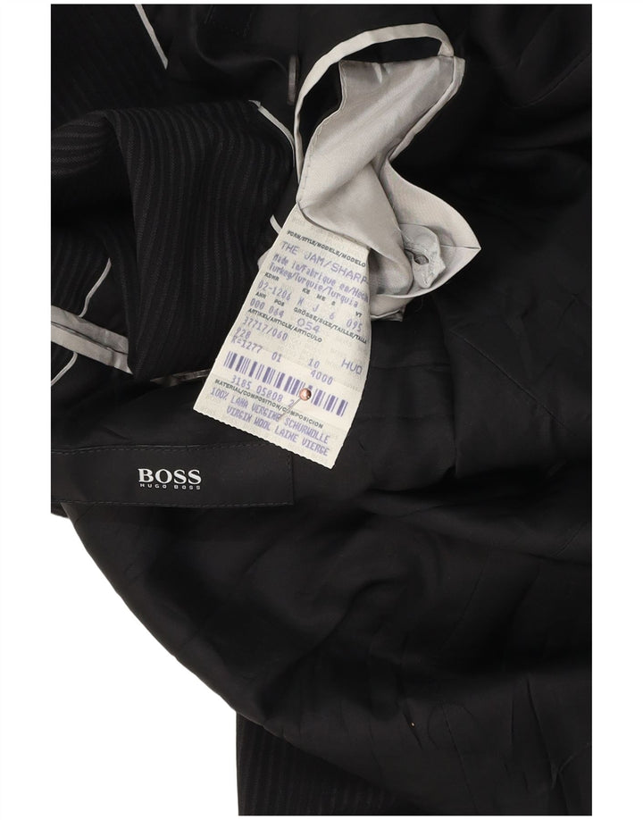 Giacca blazer da uomo a 2 bottoni Hugo Boss EU 54 2XL Lana vergine gessata nera