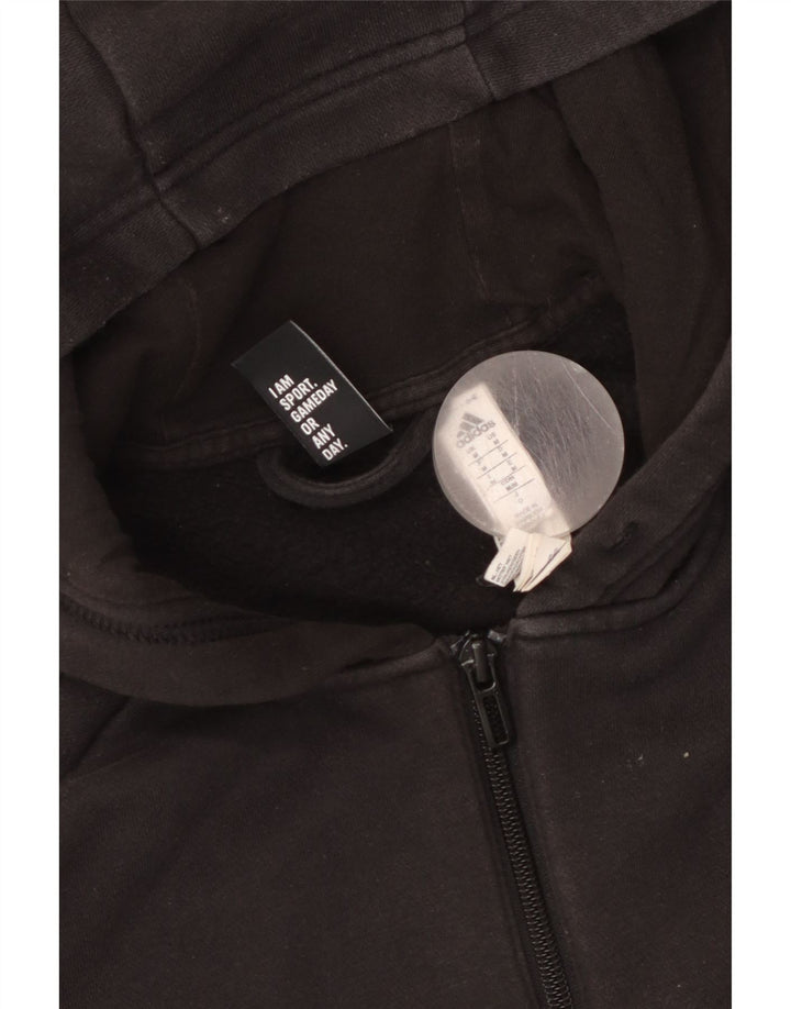 Maglione con cappuccio e zip da uomo ADIDAS in cotone nero medio