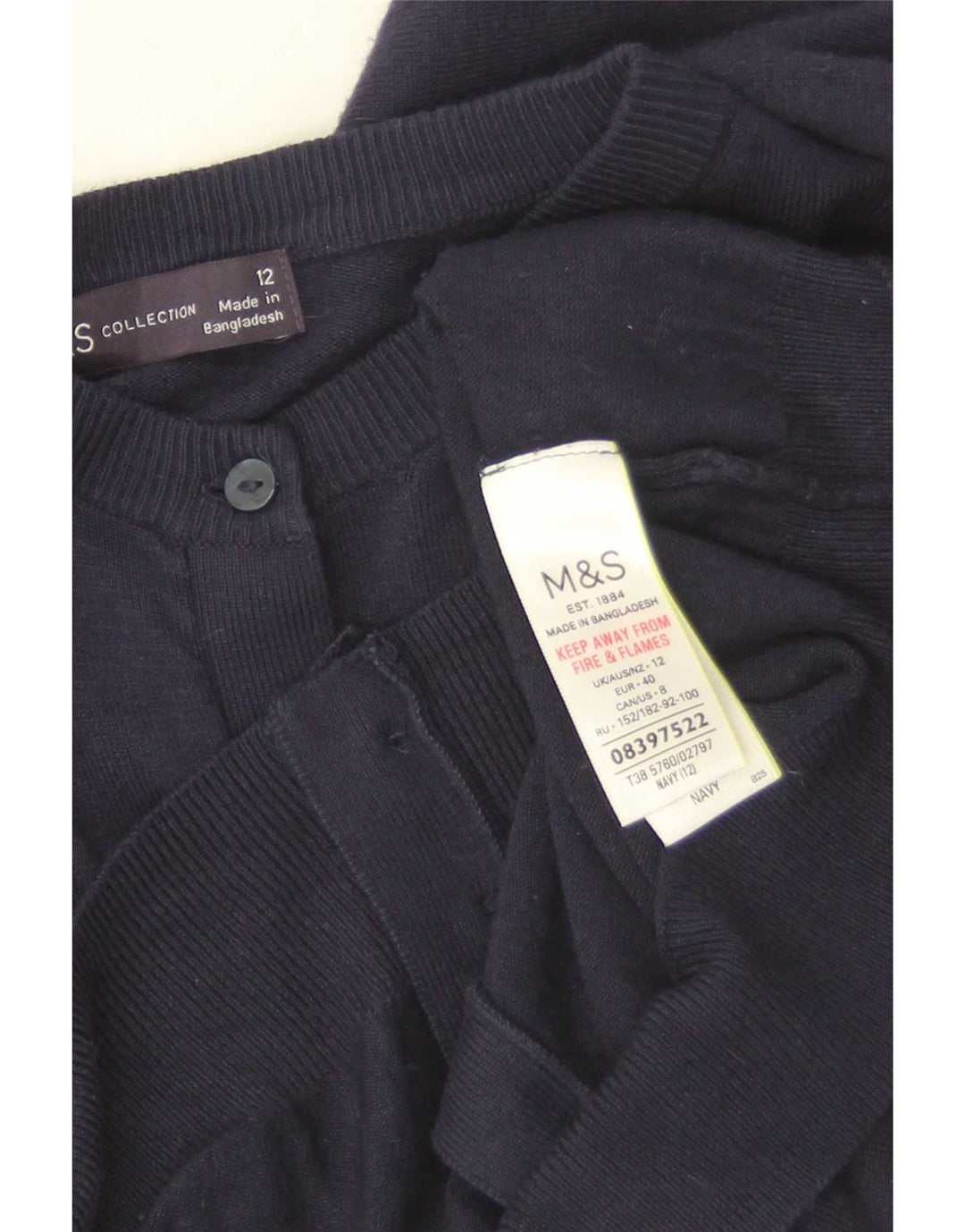 Maglione cardigan da donna Marks & Spencer UK 12 Viscosa blu navy medio