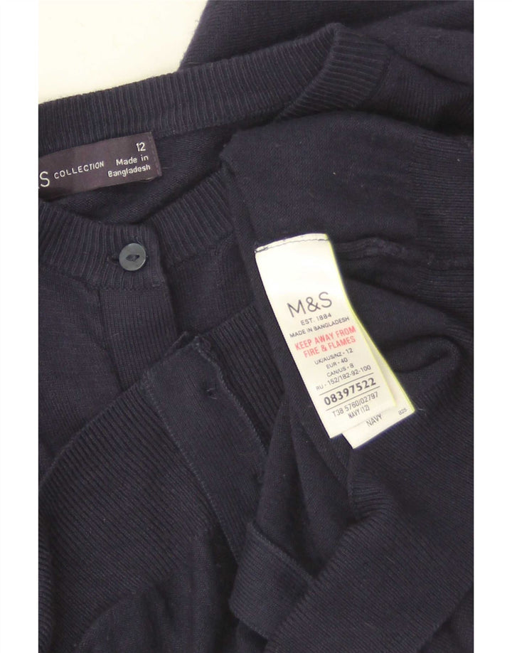 Maglione cardigan da donna Marks & Spencer UK 12 Viscosa blu navy medio
