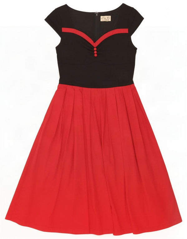 Lindy bop Abito a trapezio da donna UK 10 piccolo in cotone color block nero