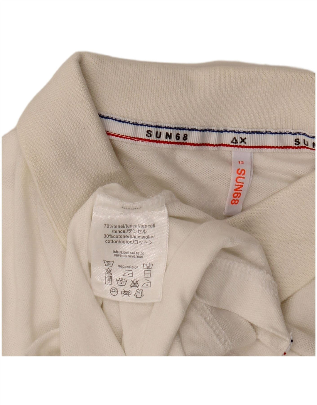 Polo Sun68 da bambino 11-12 anni Tencel bianco