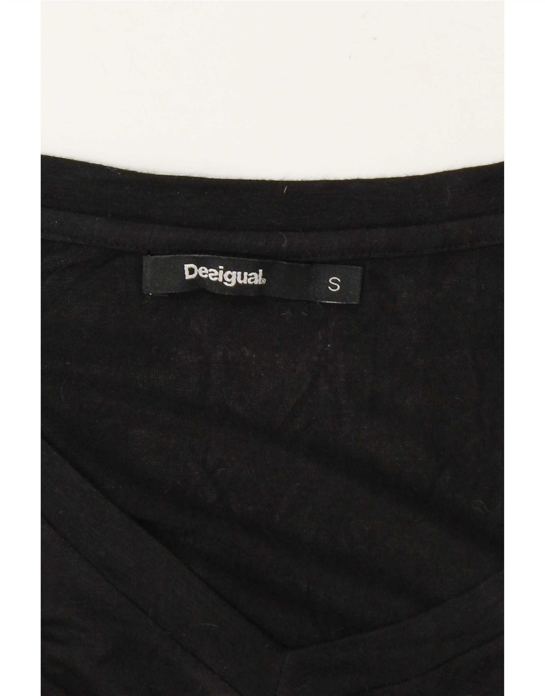 Desigual Donna Top Manica Lunga UK 10 Piccolo Nero Floreale