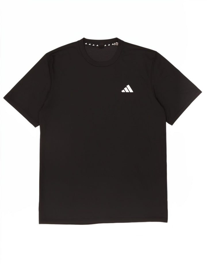 T-shirt da uomo Adidas Top media sportiva in poliestere nero
