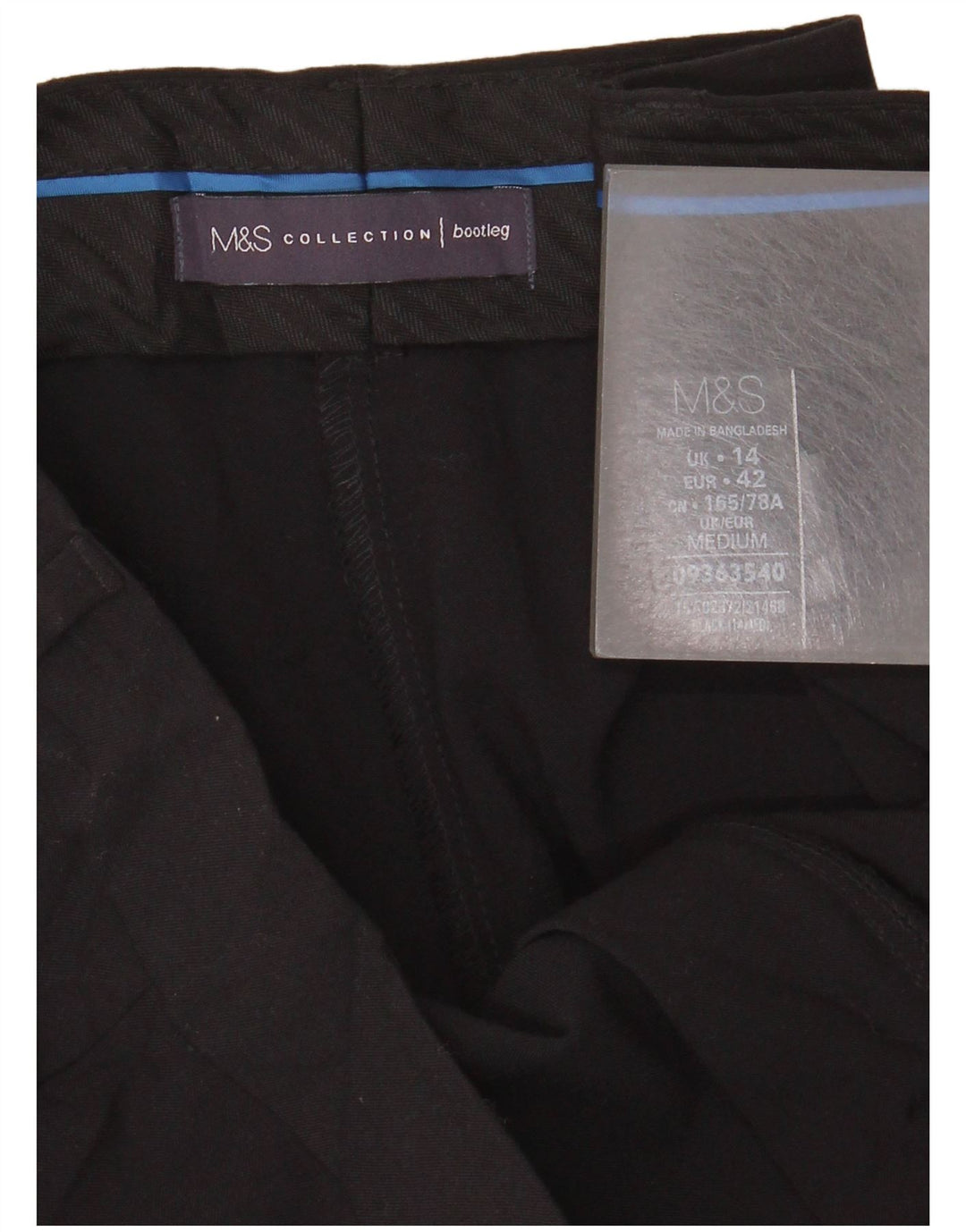 Pantaloni da abito Bootcut da donna Marks & Spencer UK 14 Large W34 L30 Nero