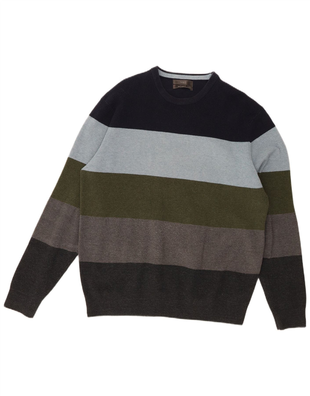 Marks & Spencer Maglione girocollo da uomo a righe grandi multicolori