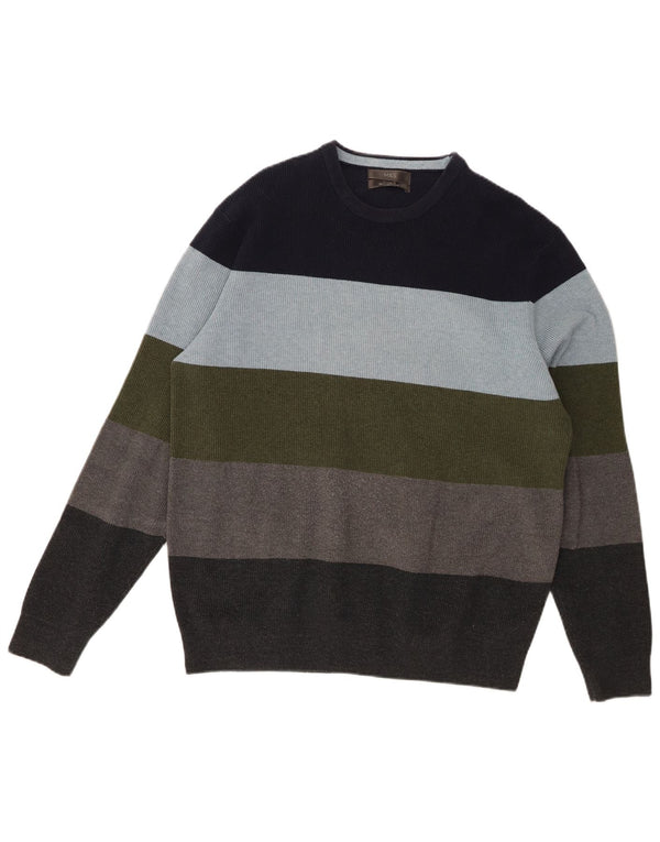 Marks & Spencer Maglione girocollo da uomo a righe grandi multicolori