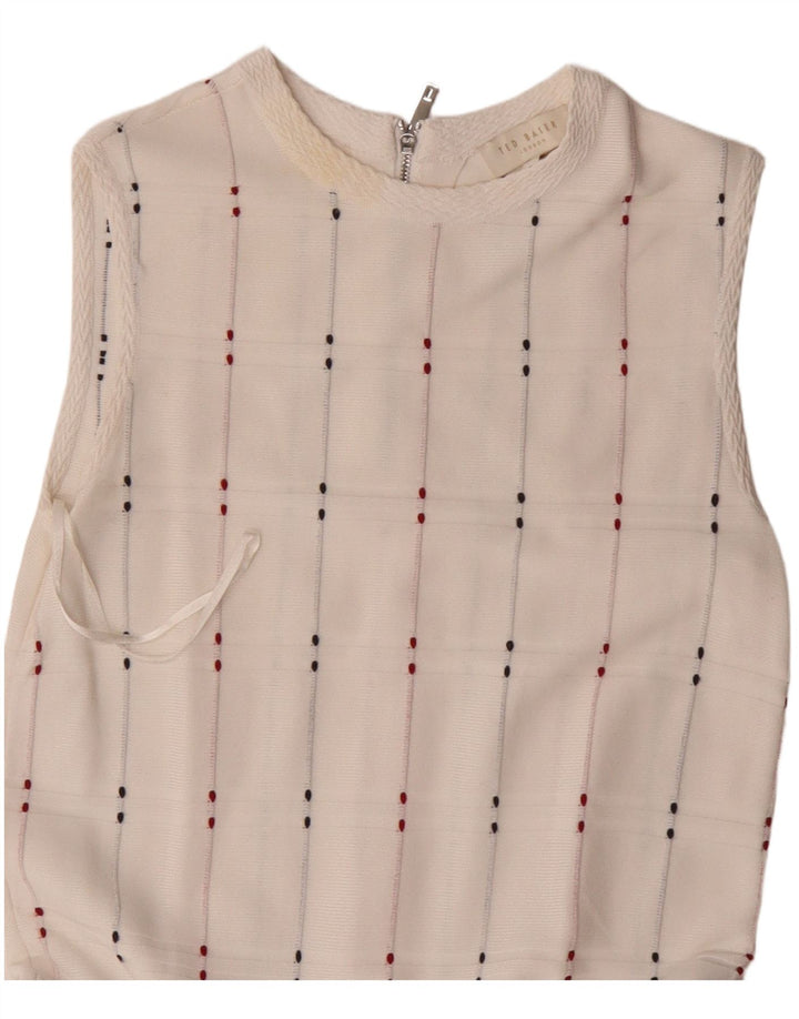 Ted Baker Abito da donna senza maniche a vita bassa taglia 1 XS a righe bianche