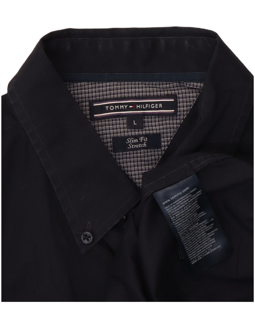 TOMMY HILFIGER Camicia slim fit da uomo grande in cotone blu navy