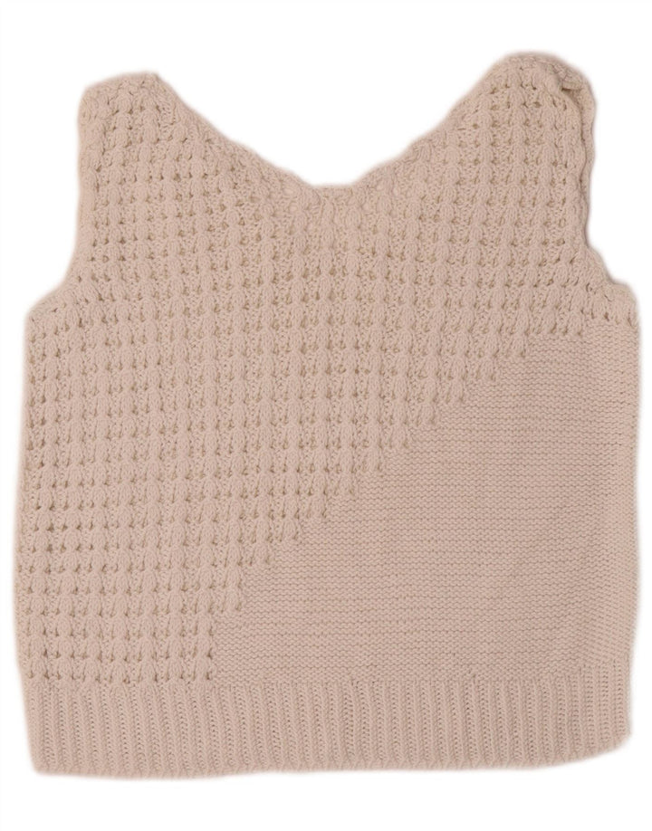 Canotta corta da donna vintage UK 10 piccola bianca