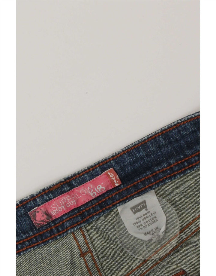 Levi's Donna 518 Jeans Bootcut Super Low Capri W34 L21 Cotone Blu