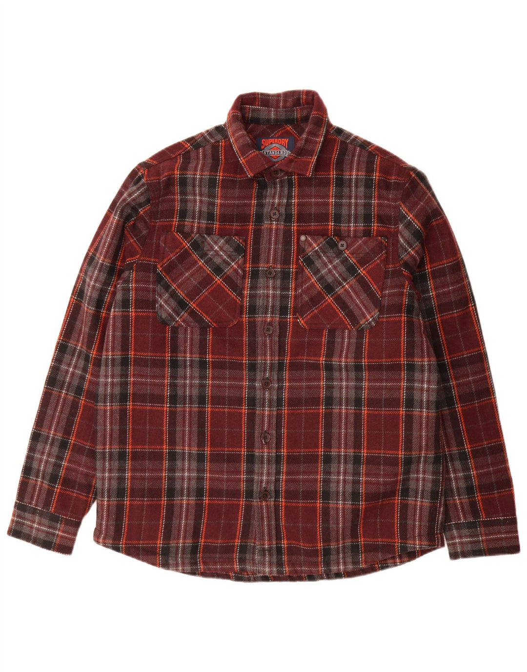 Camicia overshirt da uomo Superdry grande lana a quadri bordeaux