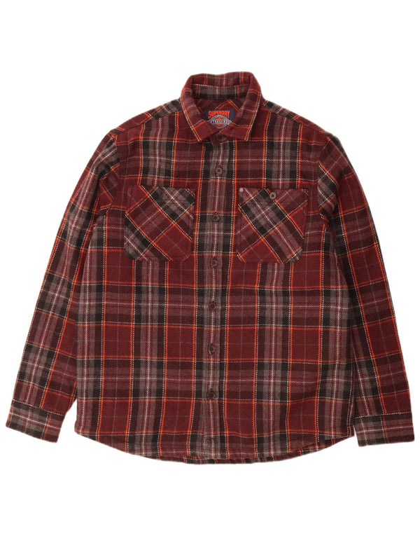Camicia overshirt da uomo Superdry grande lana a quadri bordeaux