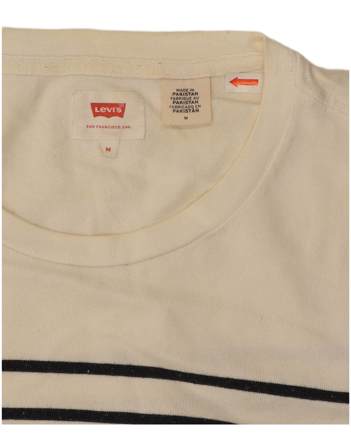 Levi's Top da uomo a maniche lunghe in cotone a righe bianche medie