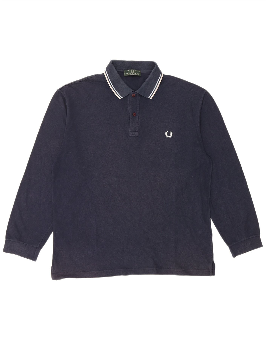 Polo da uomo a maniche lunghe Fred Perry Large in cotone blu navy