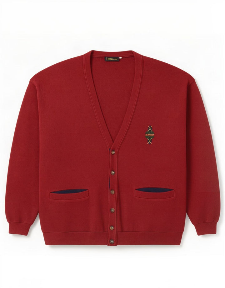 Maglione cardigan da uomo vintage bordeaux medio