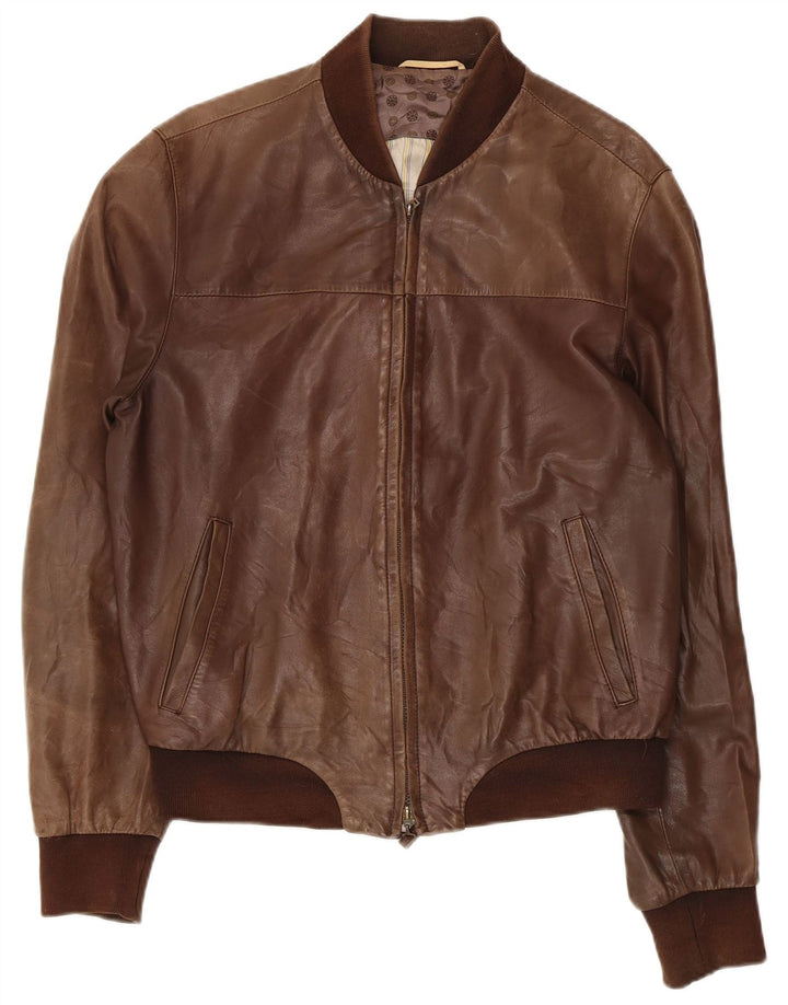GALLOTTI Giubbotto Bomber in Pelle da Uomo IT 50 Large in Pelle Marrone